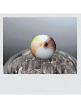 Vintage Akro Agate Tri Color Patch Marble Brown Yellow Orange 25mm Shooter